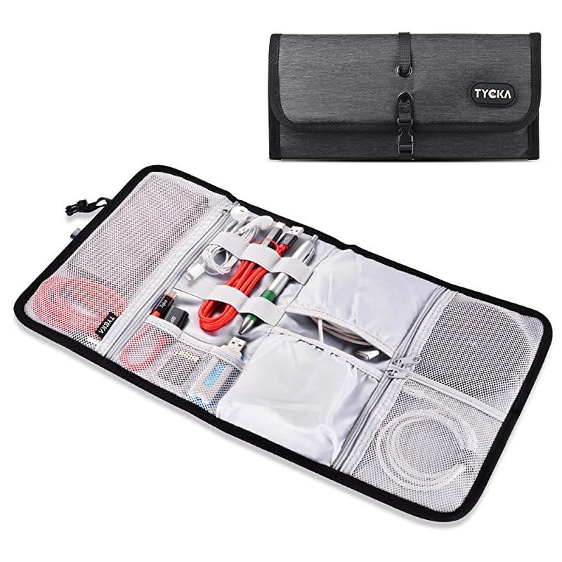 Folded Travel Organizer Electronics Bag Small Carry Case for Cable Cord USB SD Cards Chargers Deep Gray