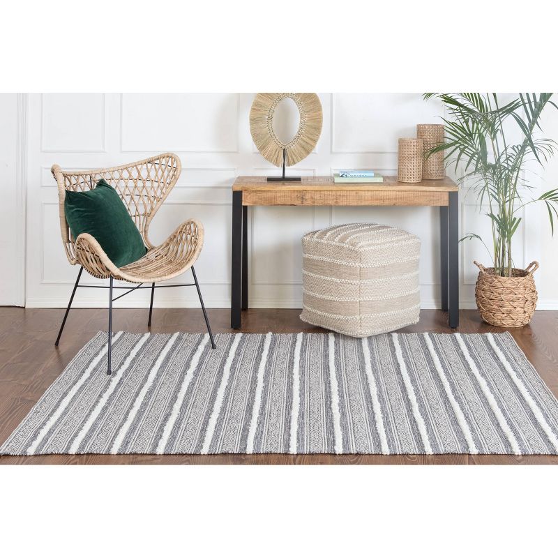 7'6"x9'6" Corrina Cotton Rug Charcoal Gray/Natural - Anji Mountain