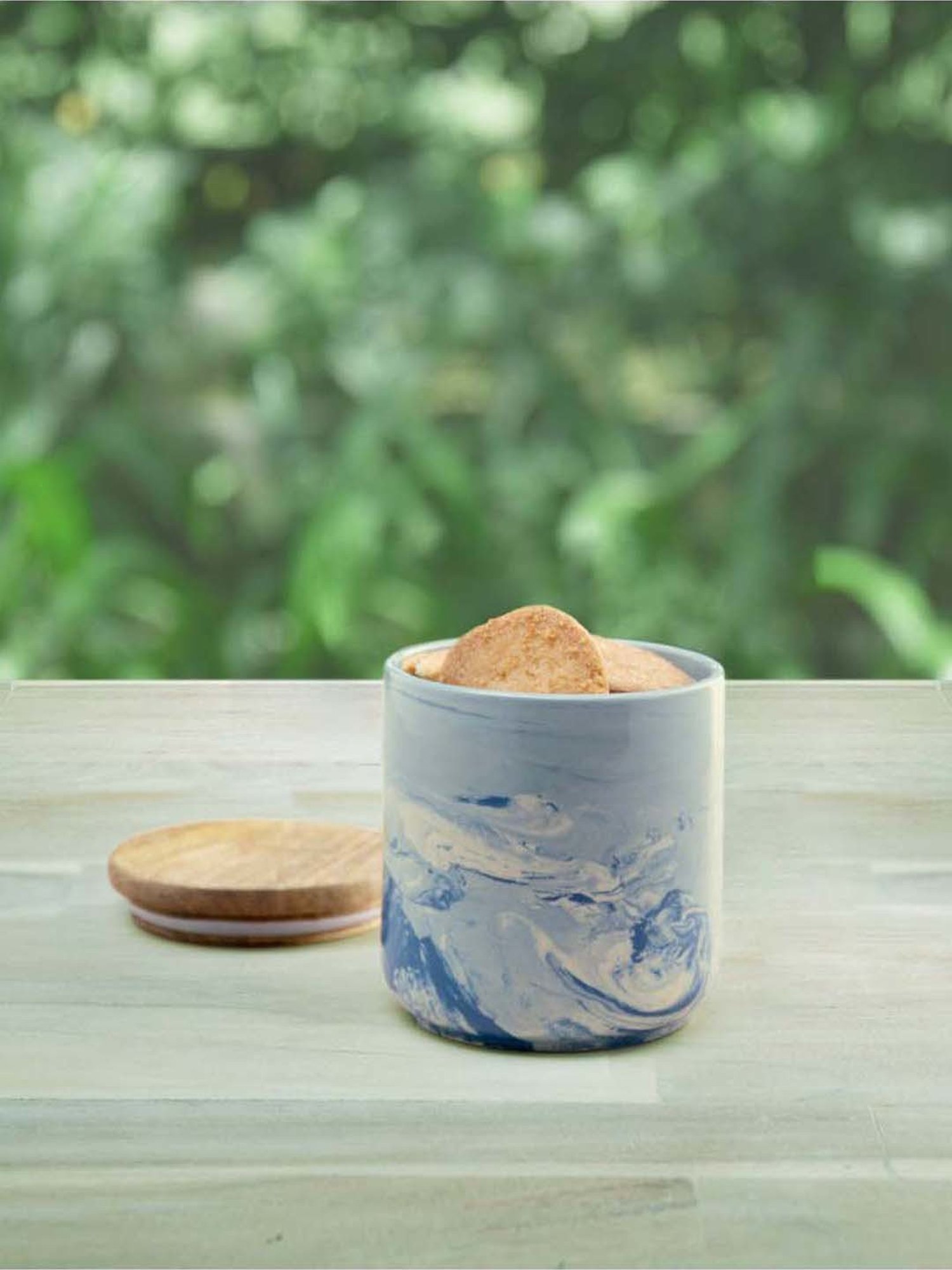 Ellementry Blue & Brown Ceramic The Earth Kitchen Storage Jar (0.3 L)