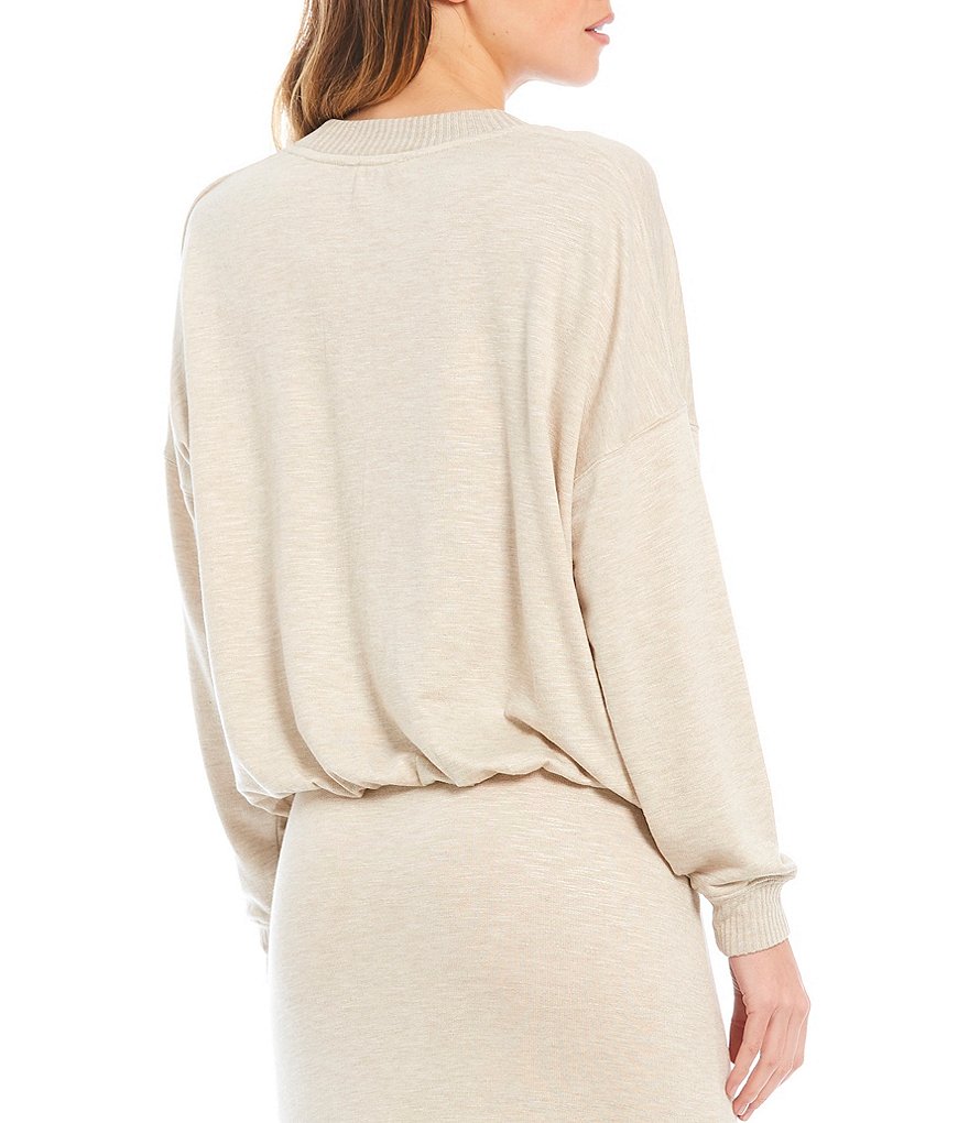 Splendid Knit Long Sleeve Jewel Neck Coordinating Bubble Pullover