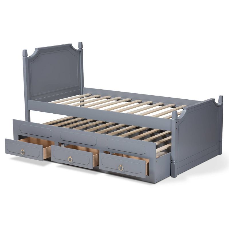 Twin 3 Drawer Mariana Wood Storage with Pull-Out Trundle Bed Gray - Baxton Studio