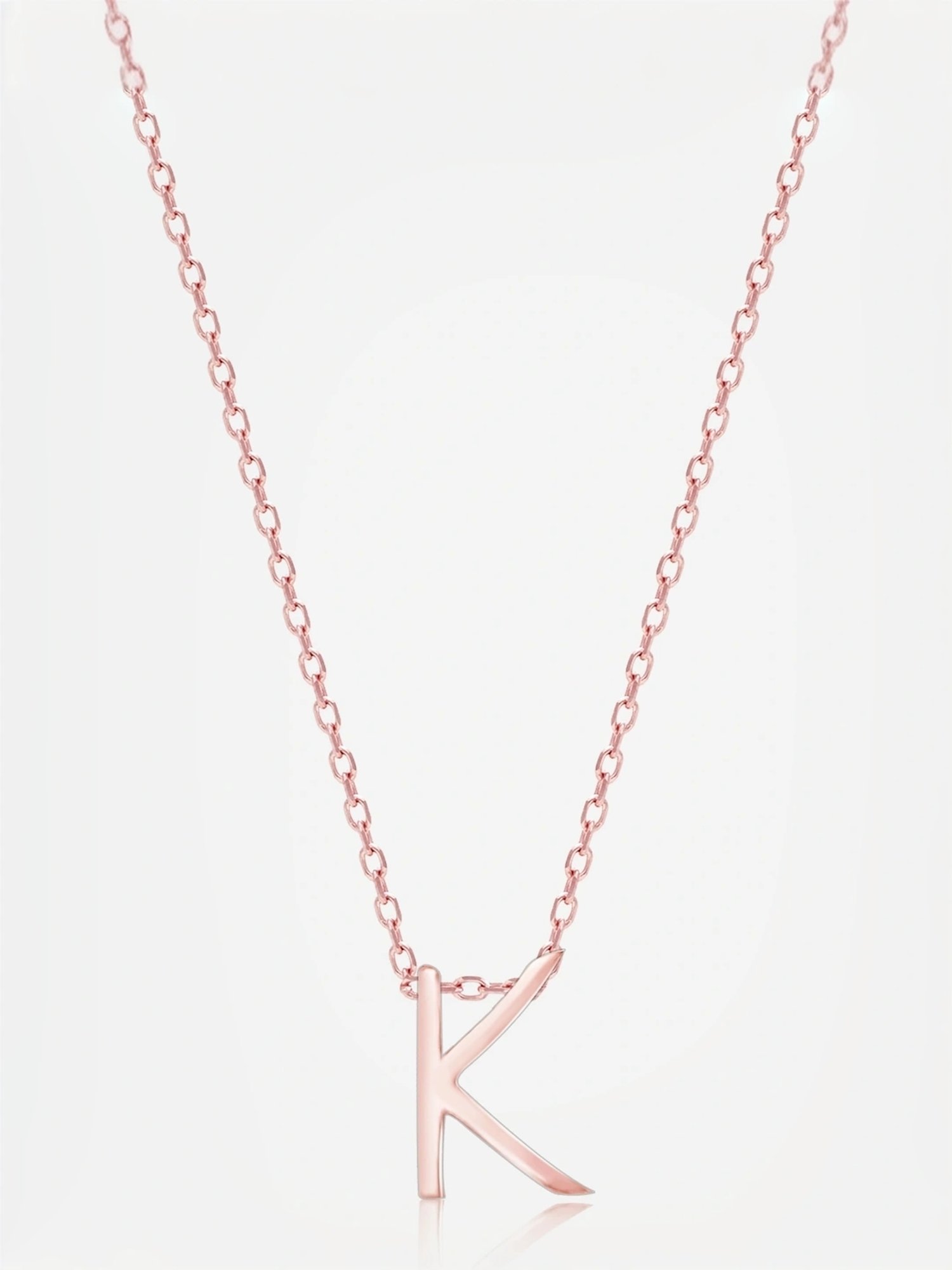Touch925 Sterling Silver Kinetic K Initial Rose Gold Chain Pendant