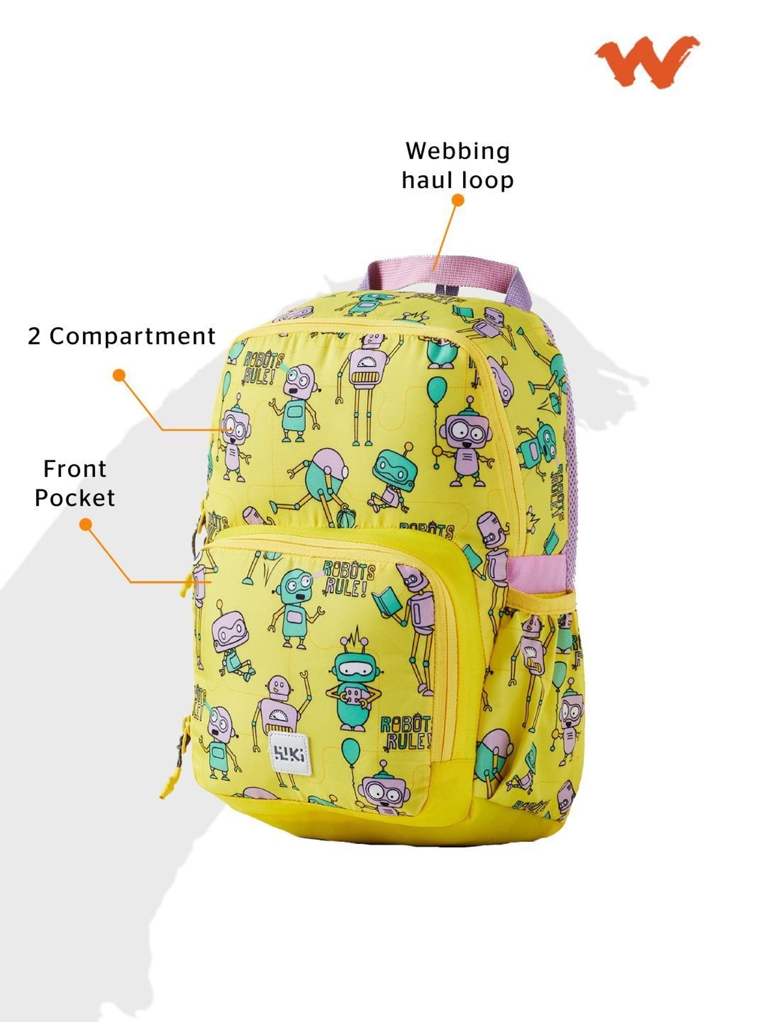 Wiki Back to School Champ 1 Yellow Polyester Printed Backpack - 11 Ltrs