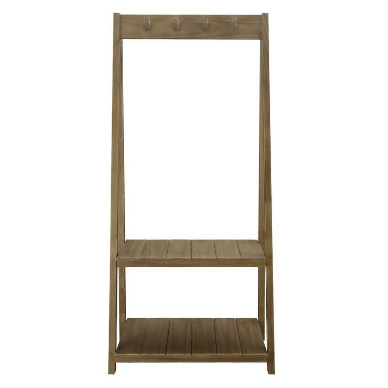 Folding Coat Rack with Four Hooks and Two Shelves Alpine Gray - Flora Home