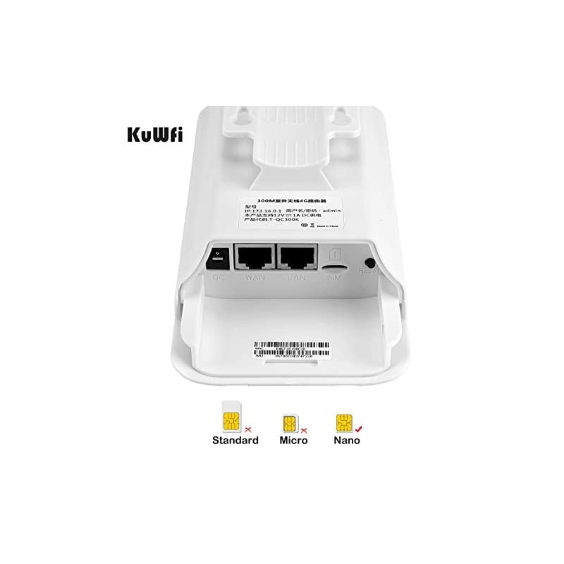 300Mbps Outdoor 4G LTE CPE WiFi Router with Sim Card Slot CAT4 SIM Routers with POE Adapter Work with IPcamera or Outside WiFi Coverage (US Version B2/B4/B5/B12/B13/B14/B66/B71)