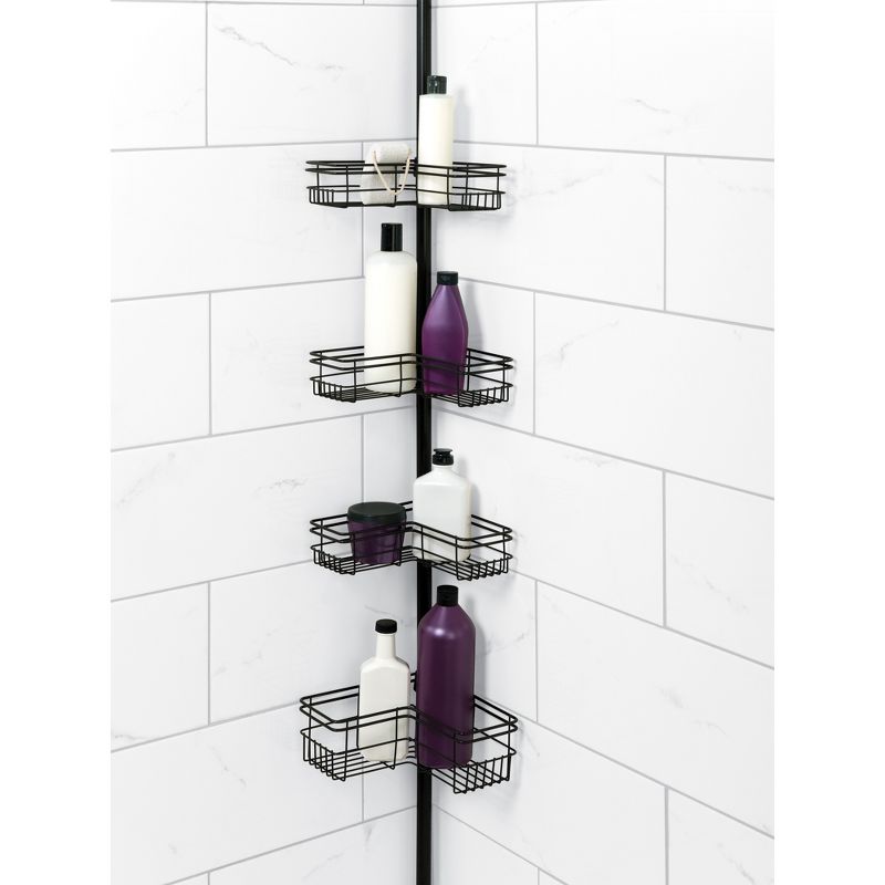 L-Shaped Four-Shelf Tension Pole Caddy Bronze - Zenna Home