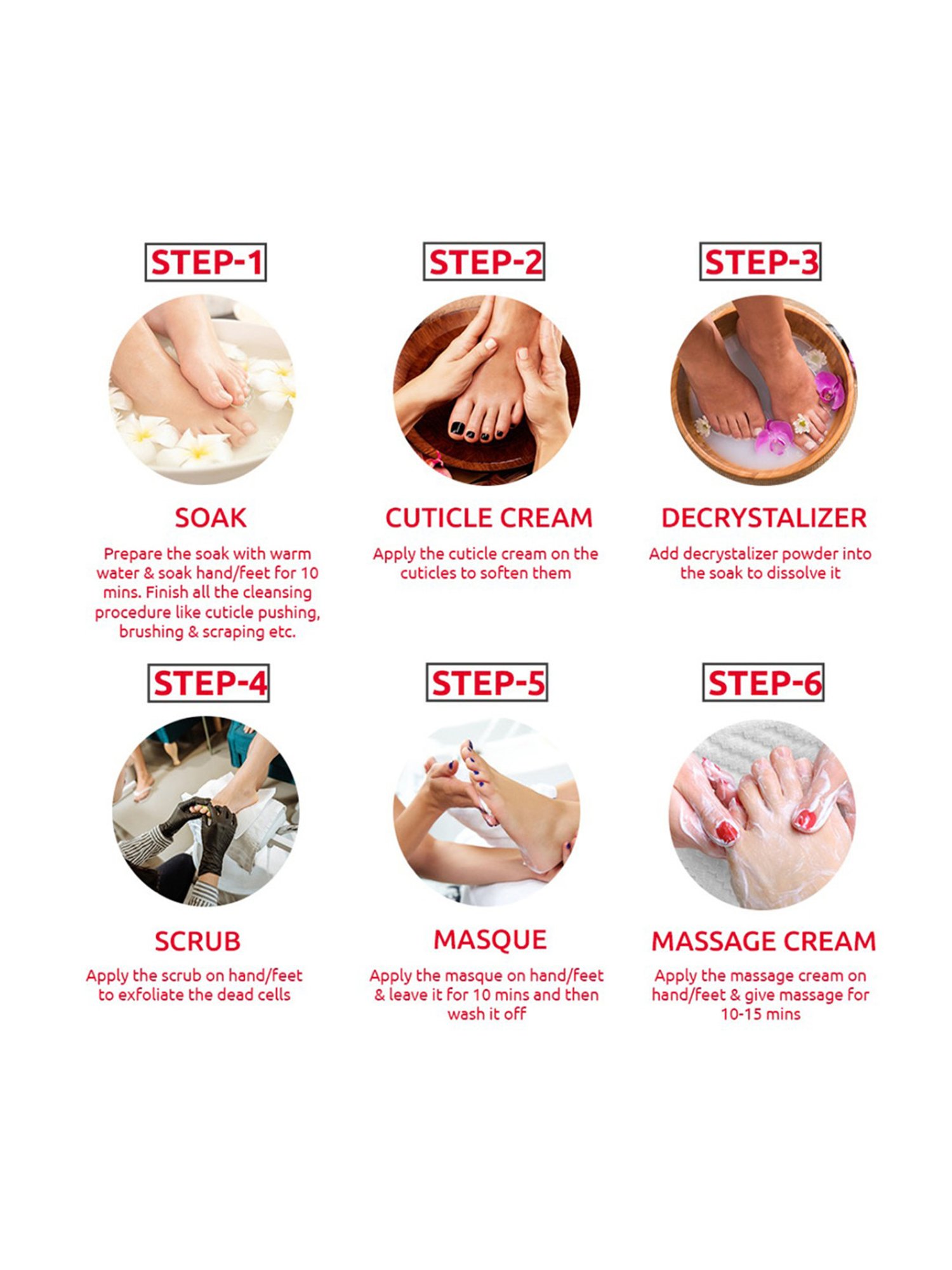 Raaga Professional Pedicure & Manicure 6 Step Single Use Kit Rose - 6 Sachets