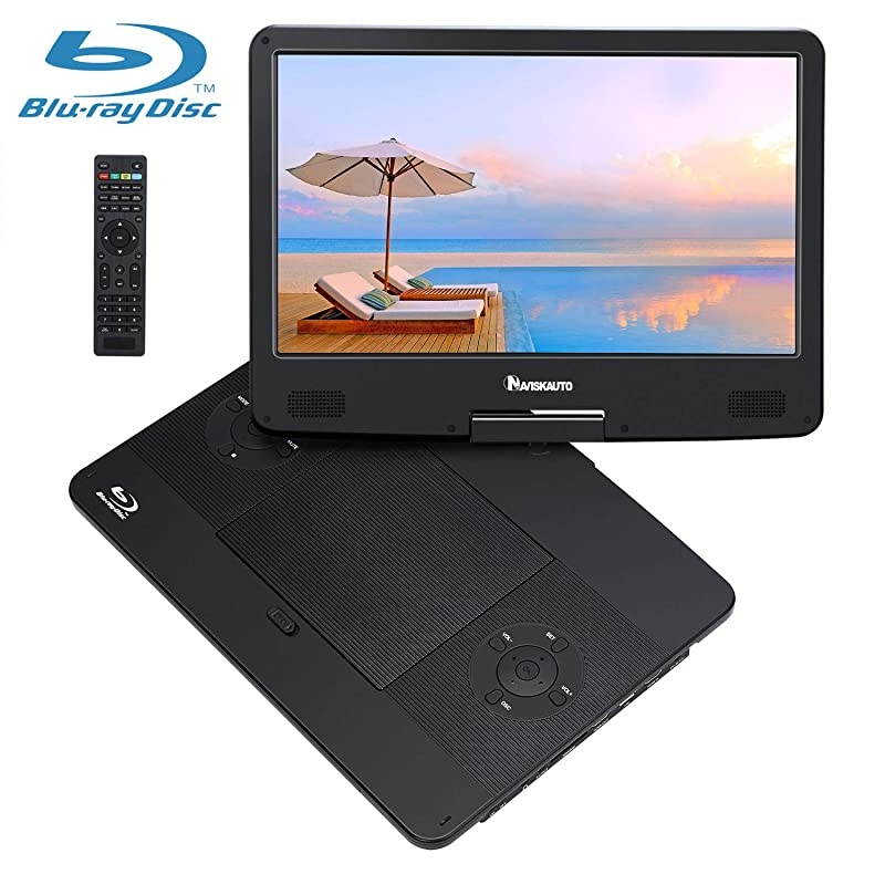 14" Portable Blu-Ray DVD Player with 1920X1080 HD Large Screen, 4000mAh Rechargeable Battery, Support HDMI in/Out, USB/SD Card Reader, MP4 Video Playback (HDMI Cable Included)