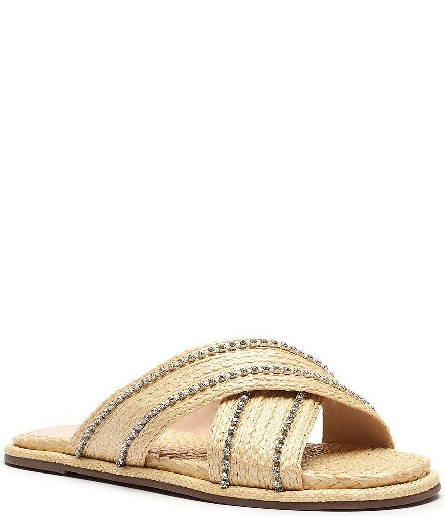 Schutz Carlotta Rhinestone Embellished Strap Detail Flat Sandals