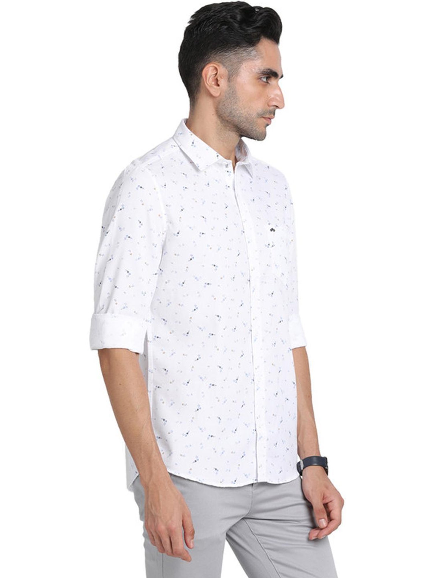 Turtle White Slim Fit Printed Shirts