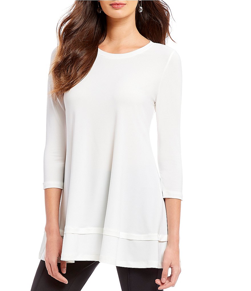 IC Collection Round Neck 3/4 Sleeve Knit Jersey Layered Tunic
