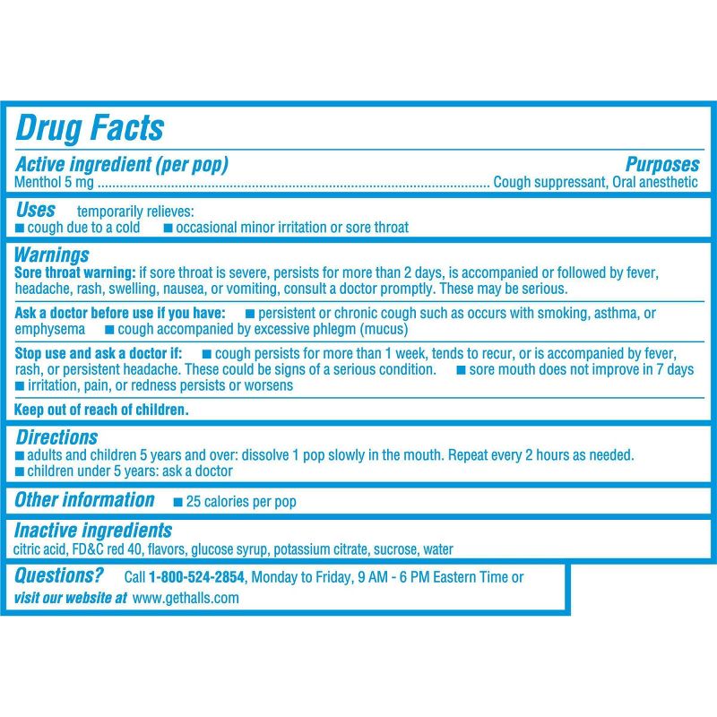 Halls Kids Cough & Sore Throat Pops - Strawberry - 10ct