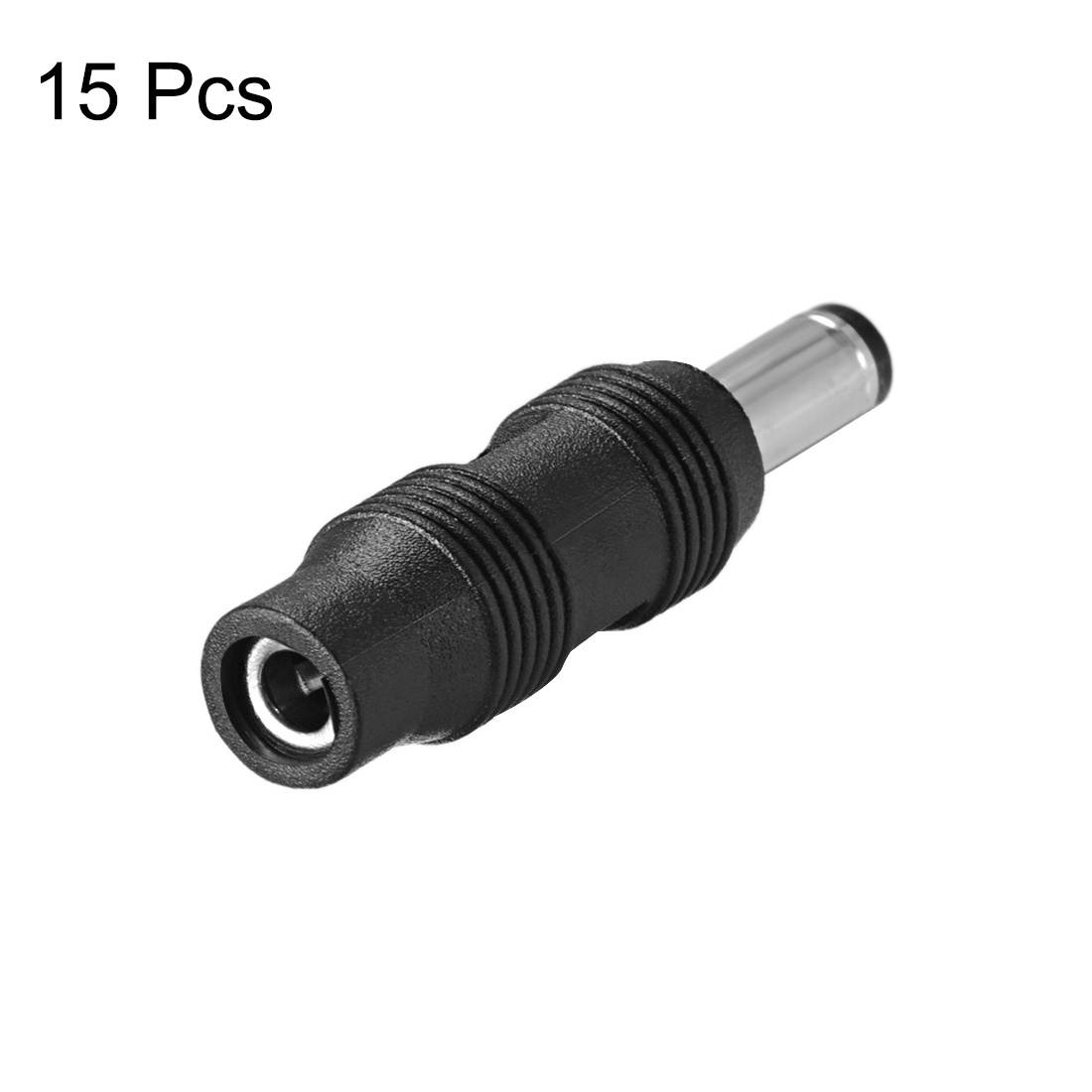 DC Power Converter 5.5mm x 2.1mm Male to 3.5mm x 1.35mm Female Adapter Connector Black 15Pcs