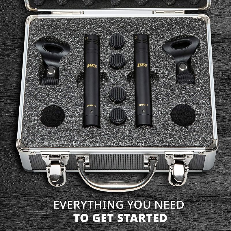 LyxPro SDPC-2 Stereo Pair of Pencil Condenser Stick Instrument Microphone Pair - Interchangeable Omni, Cardioid & Super Cardioid Capsules Included