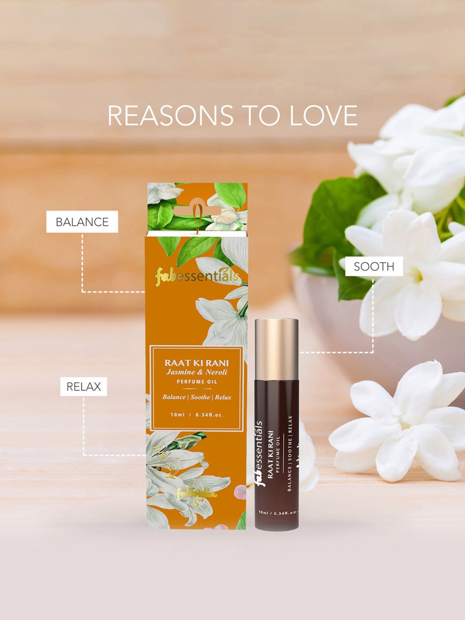 Fabessentials Raat Ki Rani Jasmine & Neroli Perfume Oil - 10 ml