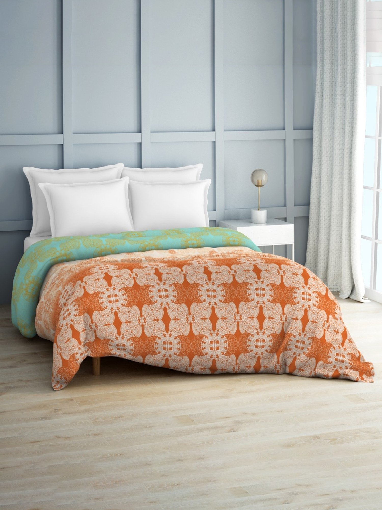 Spaces Zenspire Abstract Orange 210 TC Cotton Double Bed Quilt