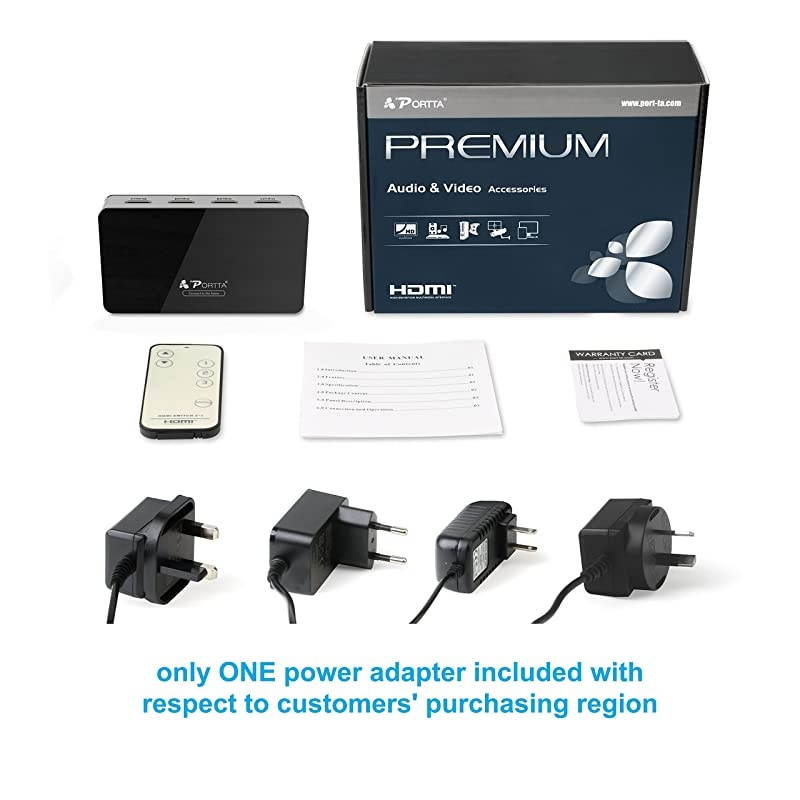 HDMI Premium 3 Port 3X1 Switch/Switcher Version 2.0 4K x 2K @60Hz Full 3D Support HDCP 2.2 for Input DVD PS4 Blue-Ray to Output HDTV