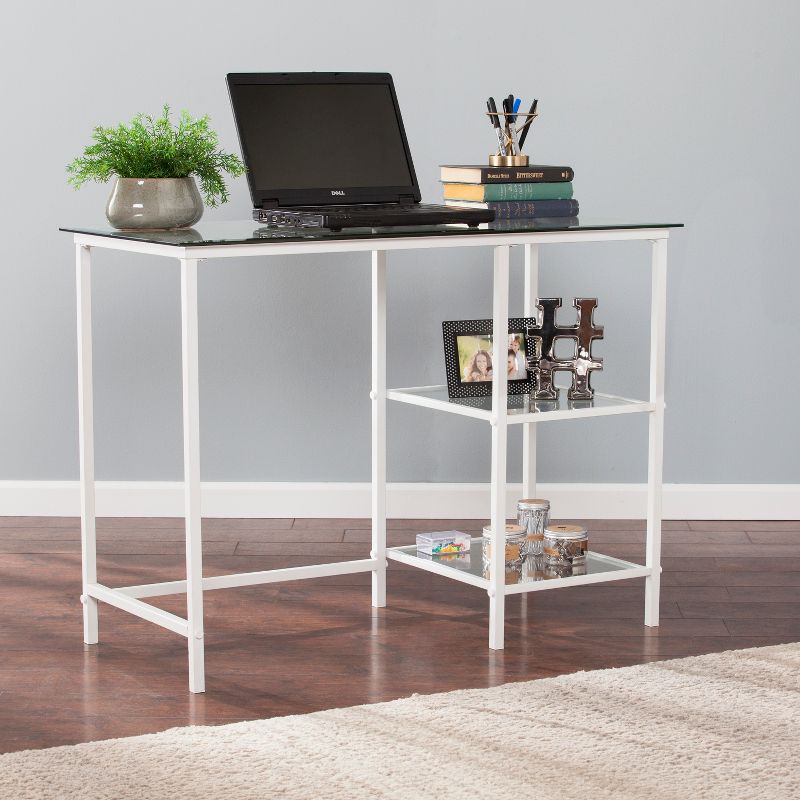 Dumas Metal/Glass Student Desk White - Aiden Lane