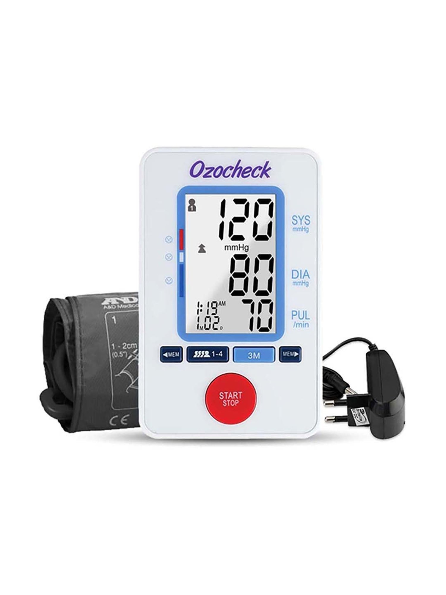 Ozocheck BP1318 Automatic Digital Blood Pressure Along With Adapter BP Machine (White)