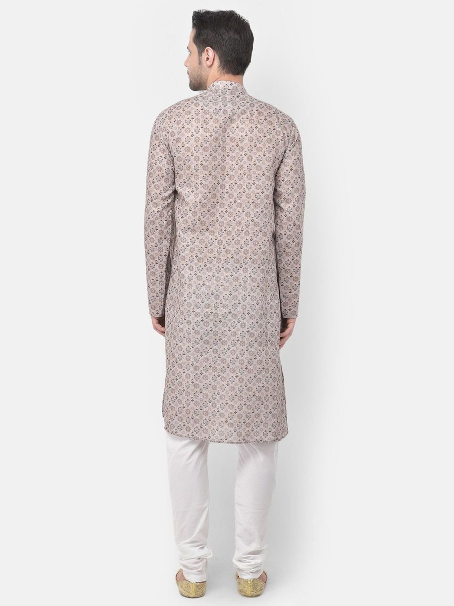 TABARD Beige Cotton Regular Fit Printed Kurta Bottom Set