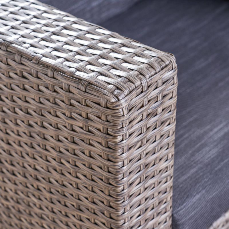 Nolan 5pc Wicker Club Chair and Round Fire Pit Set - Mixed Black/Dark Gray - Christopher Knight Home