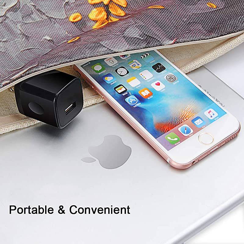 Single USB Port Wall Charger,  1A/5V Wall Plug USB Power Adapter 6 Pack Compatible Phone 11Pro Max XS XR 8 7 6 Plus 5, Samsung Galaxy s10e S10 S9 S8 Plus,Nexus, Moto,G7 V40 V30+, BlackBerry
