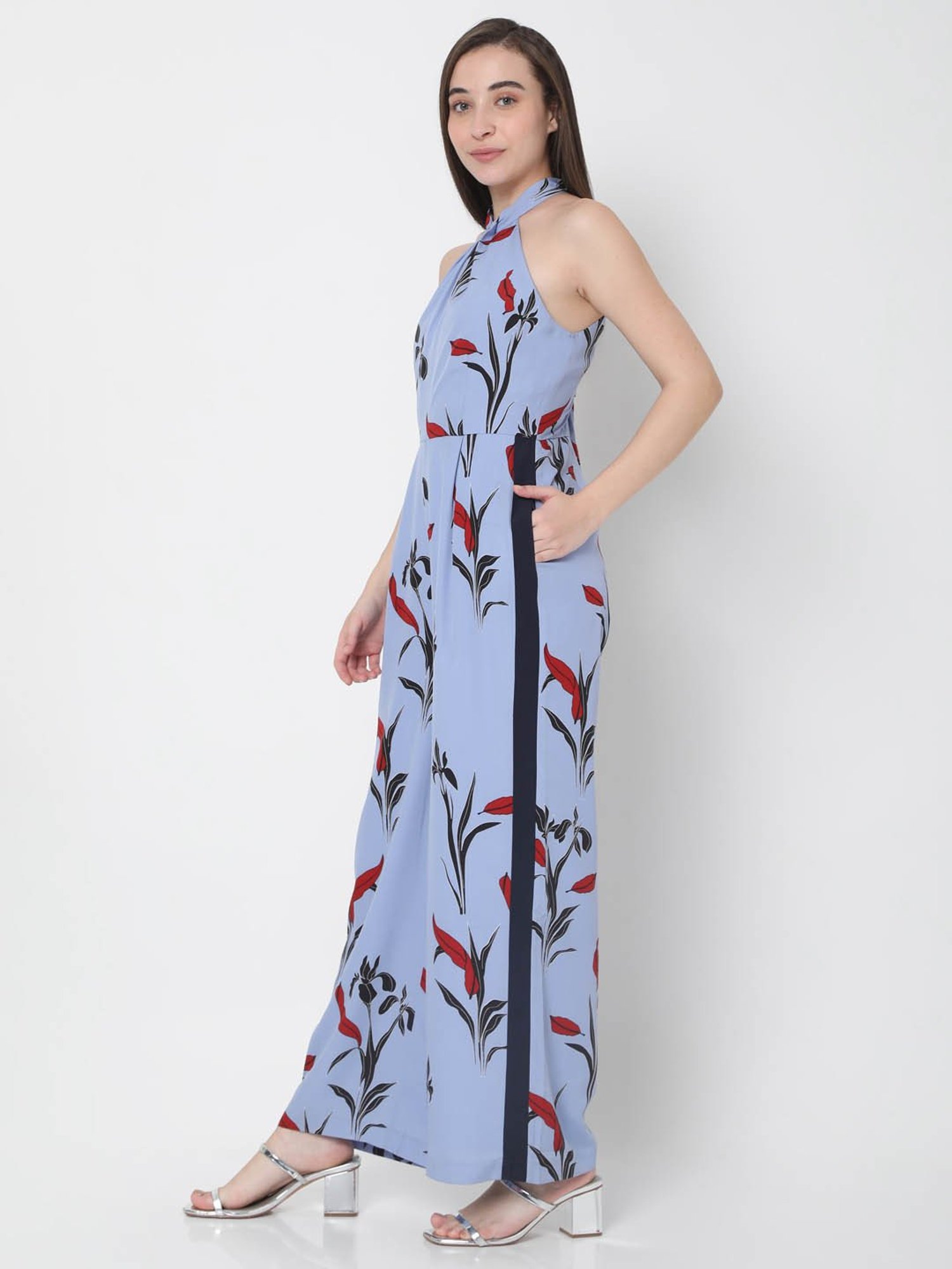 Vero Moda Powder Blue Floral Print Jumpsuit