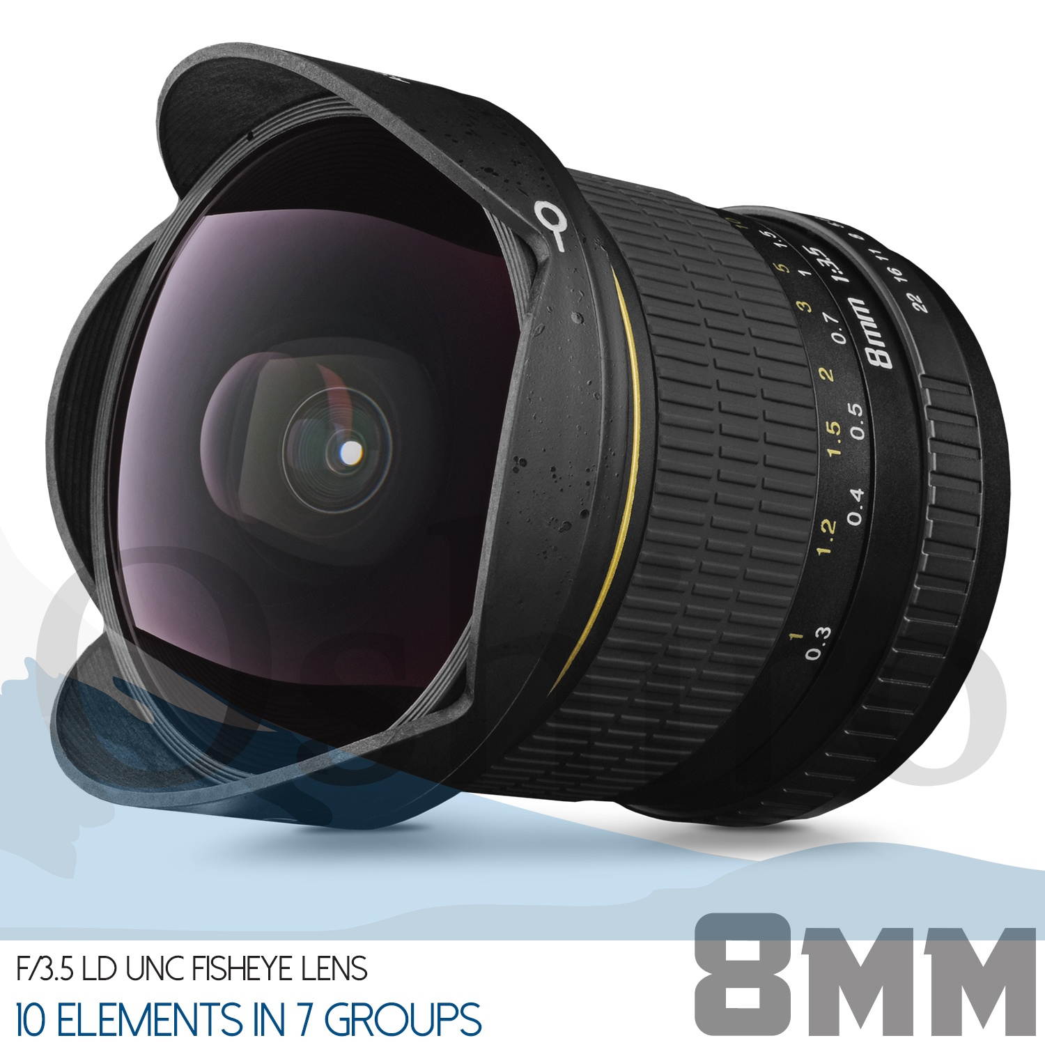 Oshiro 8mm f/3.5 LD UNC AL Wide Angle Fisheye Lens for Nikon D5, D4s, D4, D3x, Df, D850, D810, D750, D610, D500, D7500, D7200, D7100, D5600, D5500, D5300, D5200, D3400, D3300 Digital DSLR Cameras