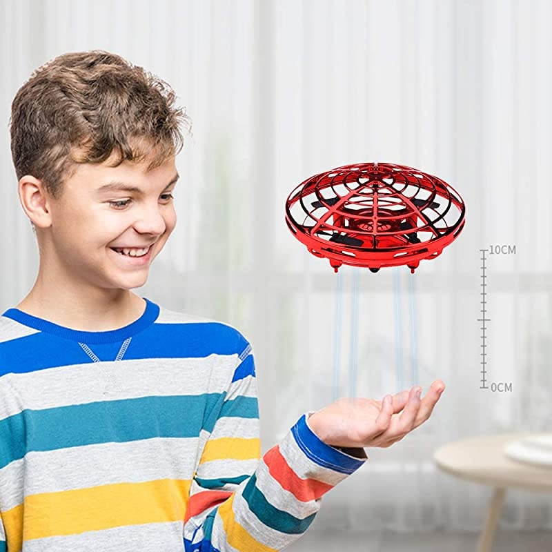 Toys Kids Flying Drones Mini Hand Controlled Flying Ball Drone with 2 Speed and LED Light for Kids and Girls Gift Red