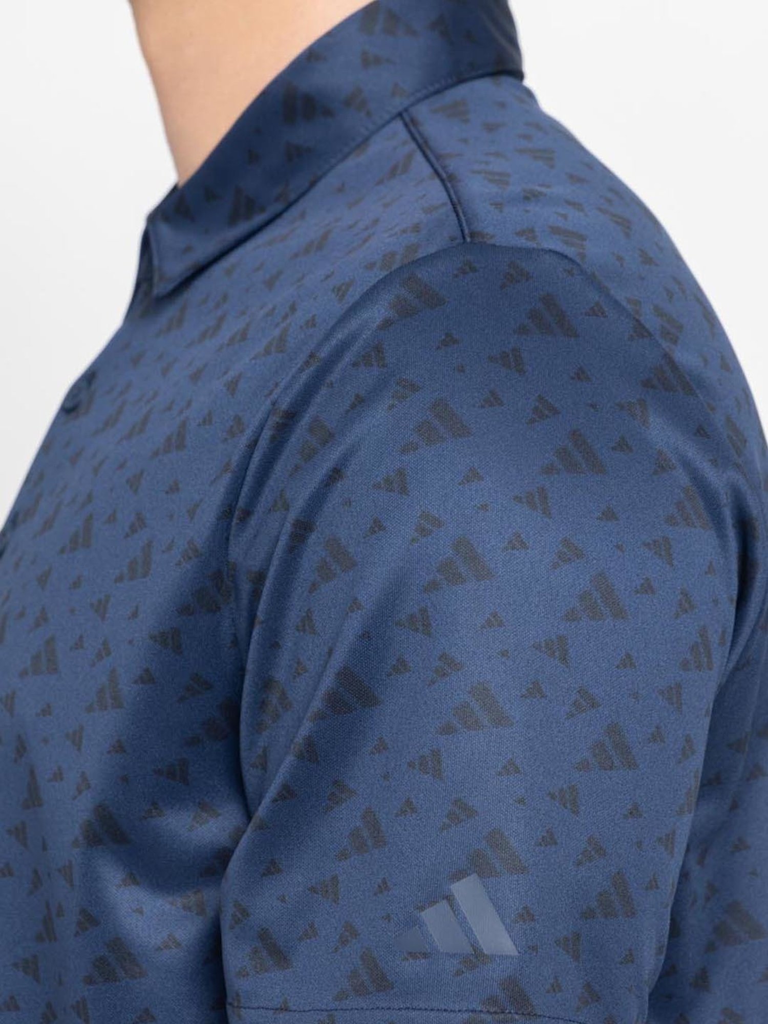 Adidas Blue Regular Fit Printed Sports Polo