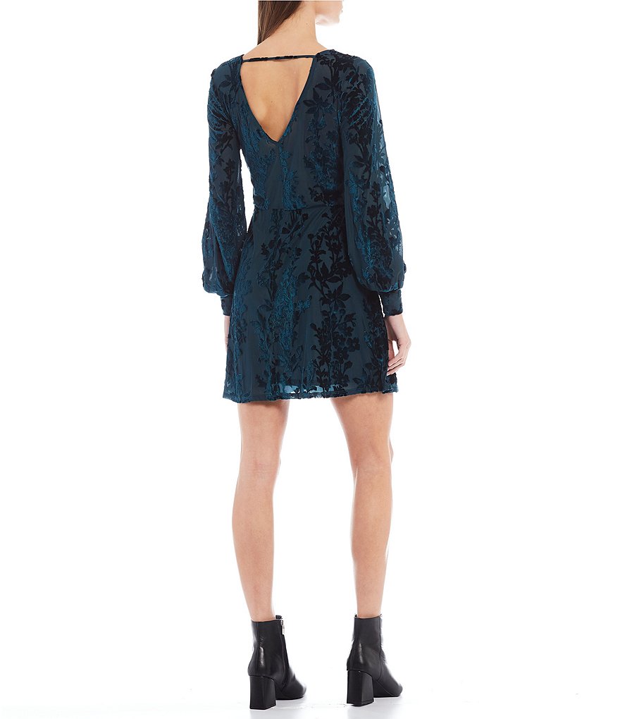Allison & Kelly Long Sleeve Velvet-Burnout-Floral Dress