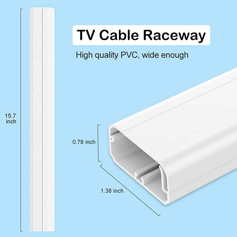 Cord Cover Concealer 628 inch Long Cable Raceway Channel Paintable Wire Hider for Wall Mounted 4 X L 157 in X W138 in X H078in
