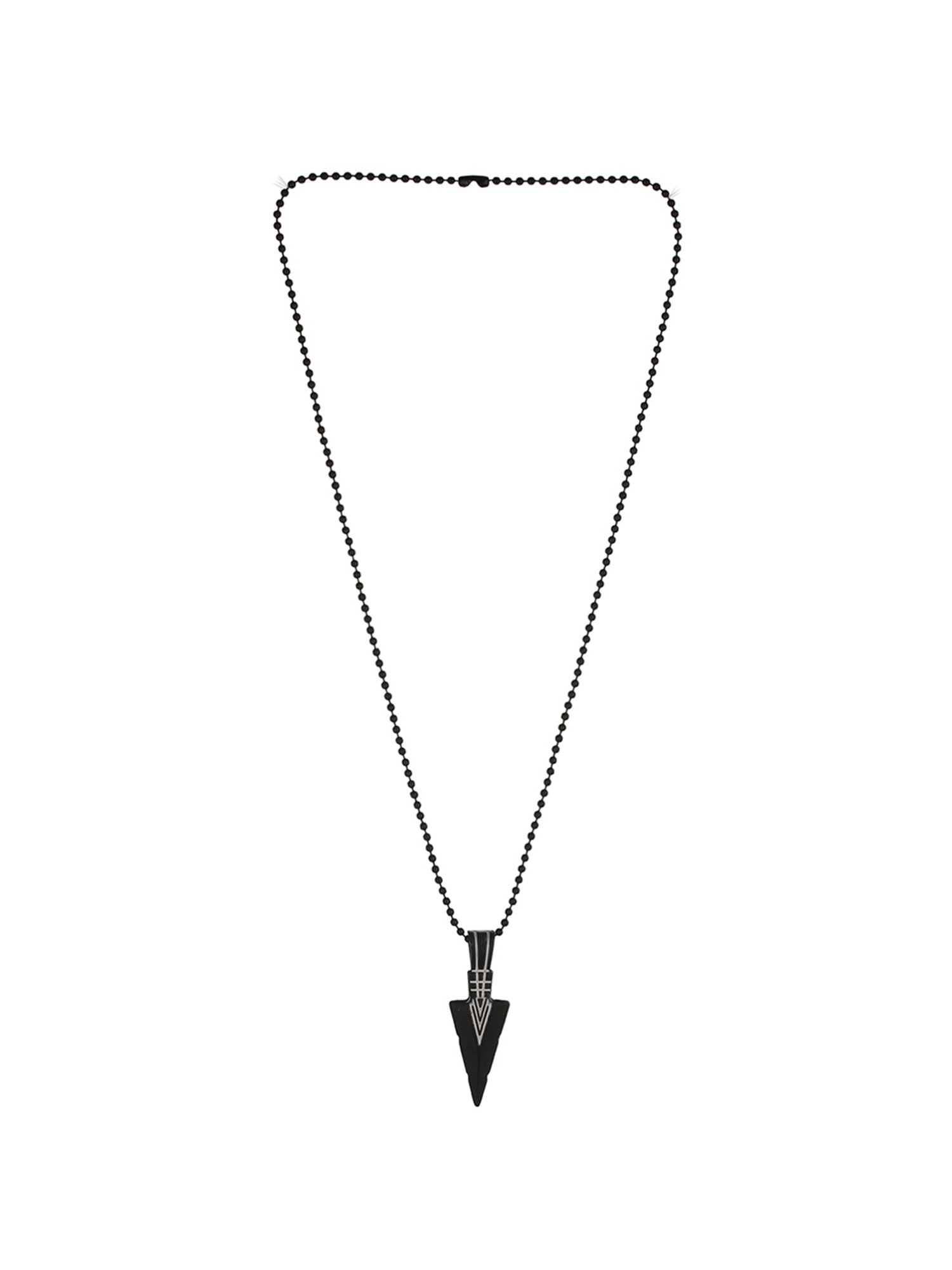 Bold by Priyaasi Black Beaded Chain with Striped Triangular Pendant