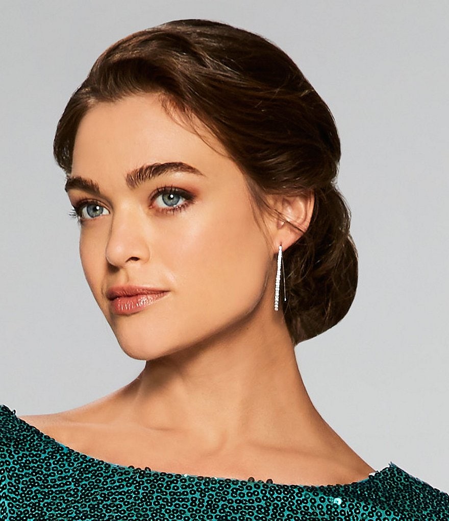 Givenchy Crystal Pave Bar Threader Earrings