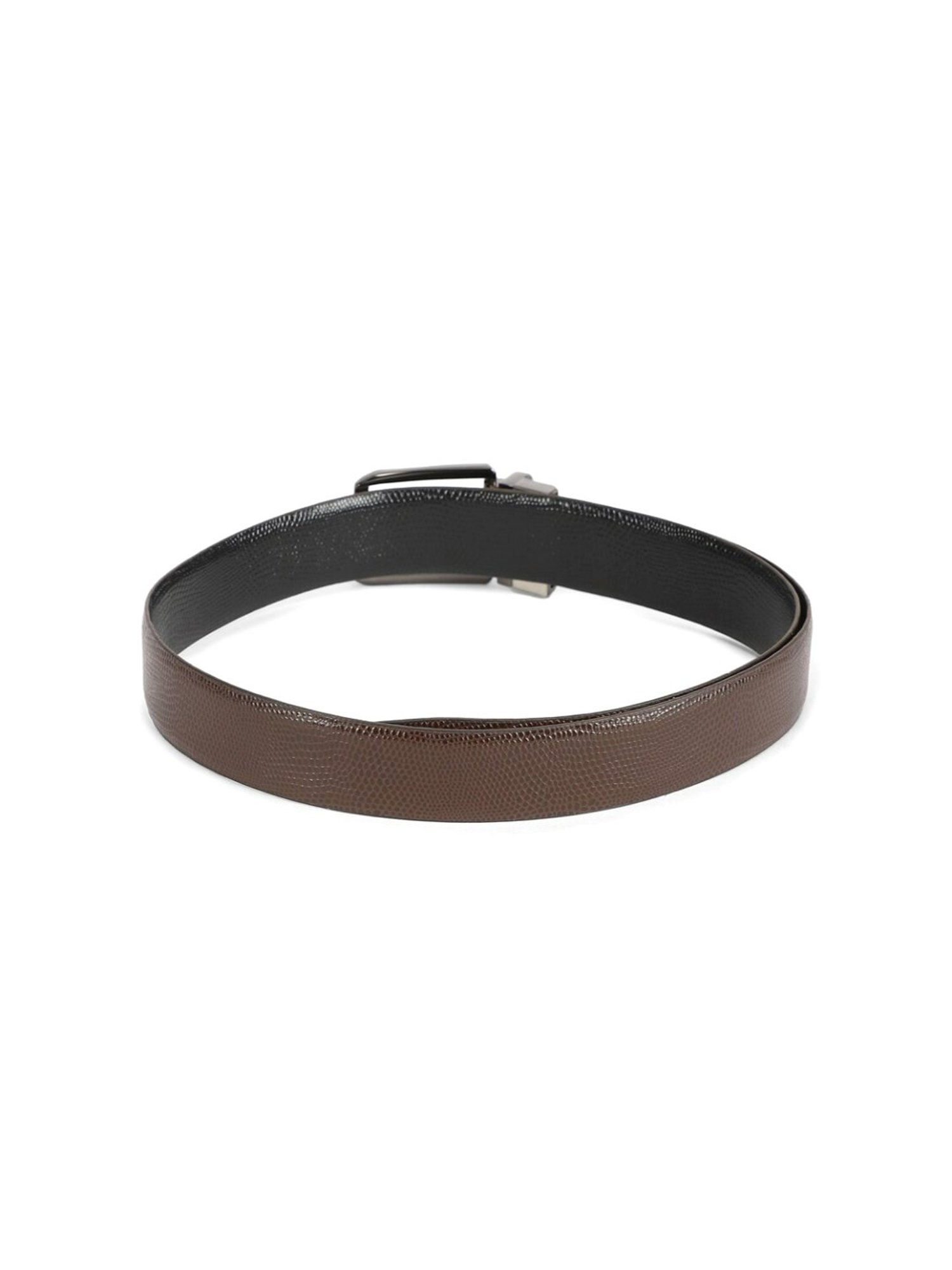 Simon Carter Black Leather Textured Reversible Belt for Men