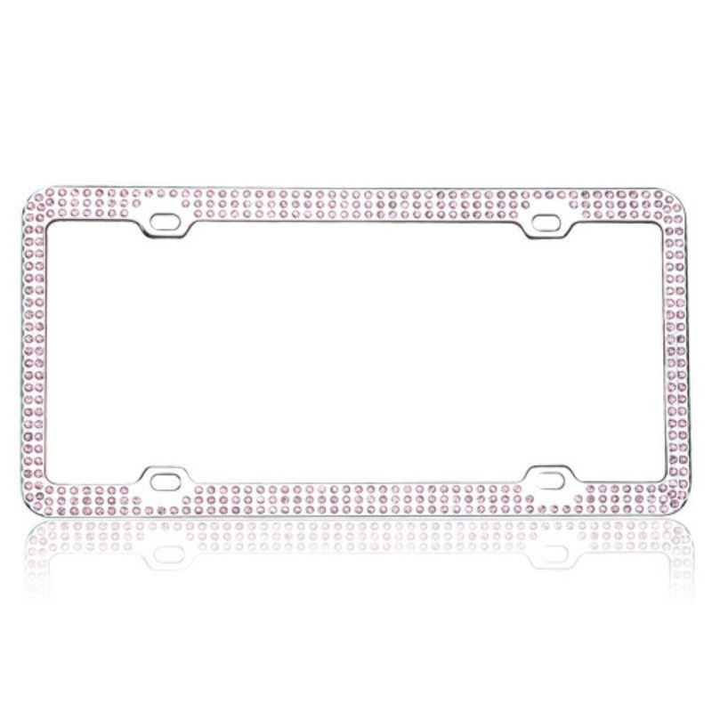 Valor Pink Crystals Chrome Coating Metal Frame With Triple Row Crystals