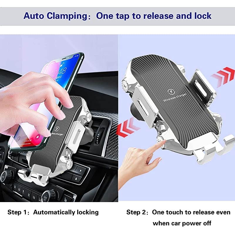 Wireless Car Charger, 10W Qi Fast Charging Auto Clamping Mount,Dashboard Air Vent Phone Car Holder Compatible iPhone 11/11 Pro Max/Xs MAX/XS/XR/X/8/8+,Samsung S10/S10+/S9/S9+/S8/S8+ (Black)