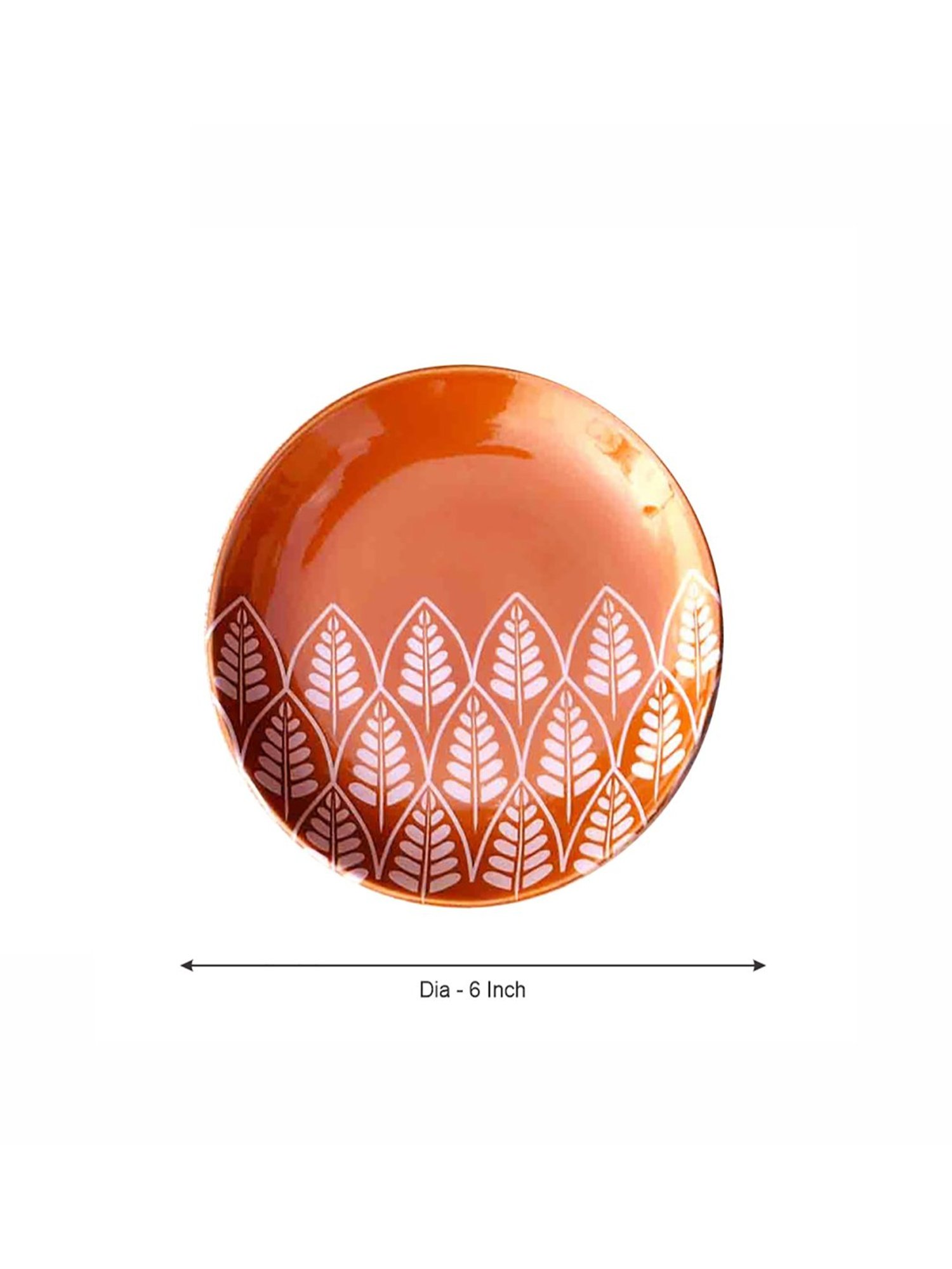 Fanusta Bahaar Orange Ceramic Side Plate - Set of 1