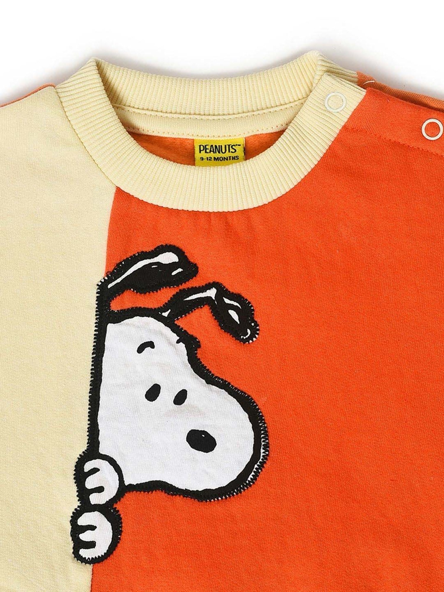 MiArcus Kids Cream & Orange Cotton Color Block Full Sleeves Sweatshirt