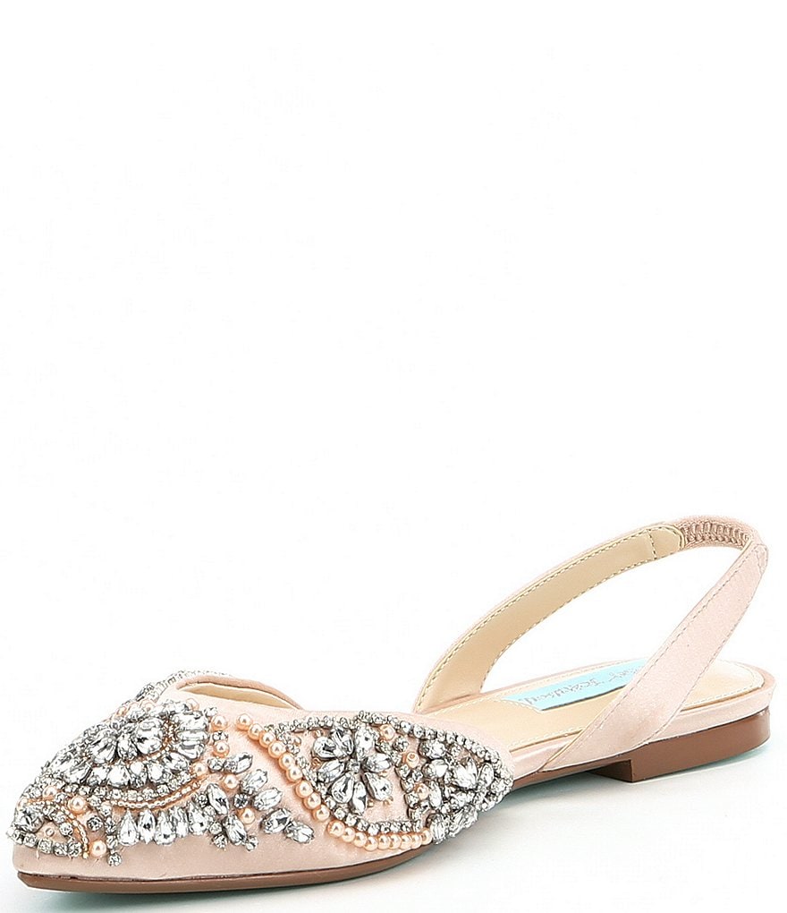 Blue by Betsey Johnson Molly Rhinestone Slingback Dress Flats