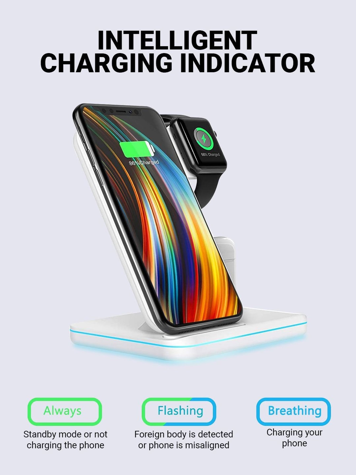 UNIGEN UNIDOCK 3-in-1 Fast 15W Wireless Charging Station (White)