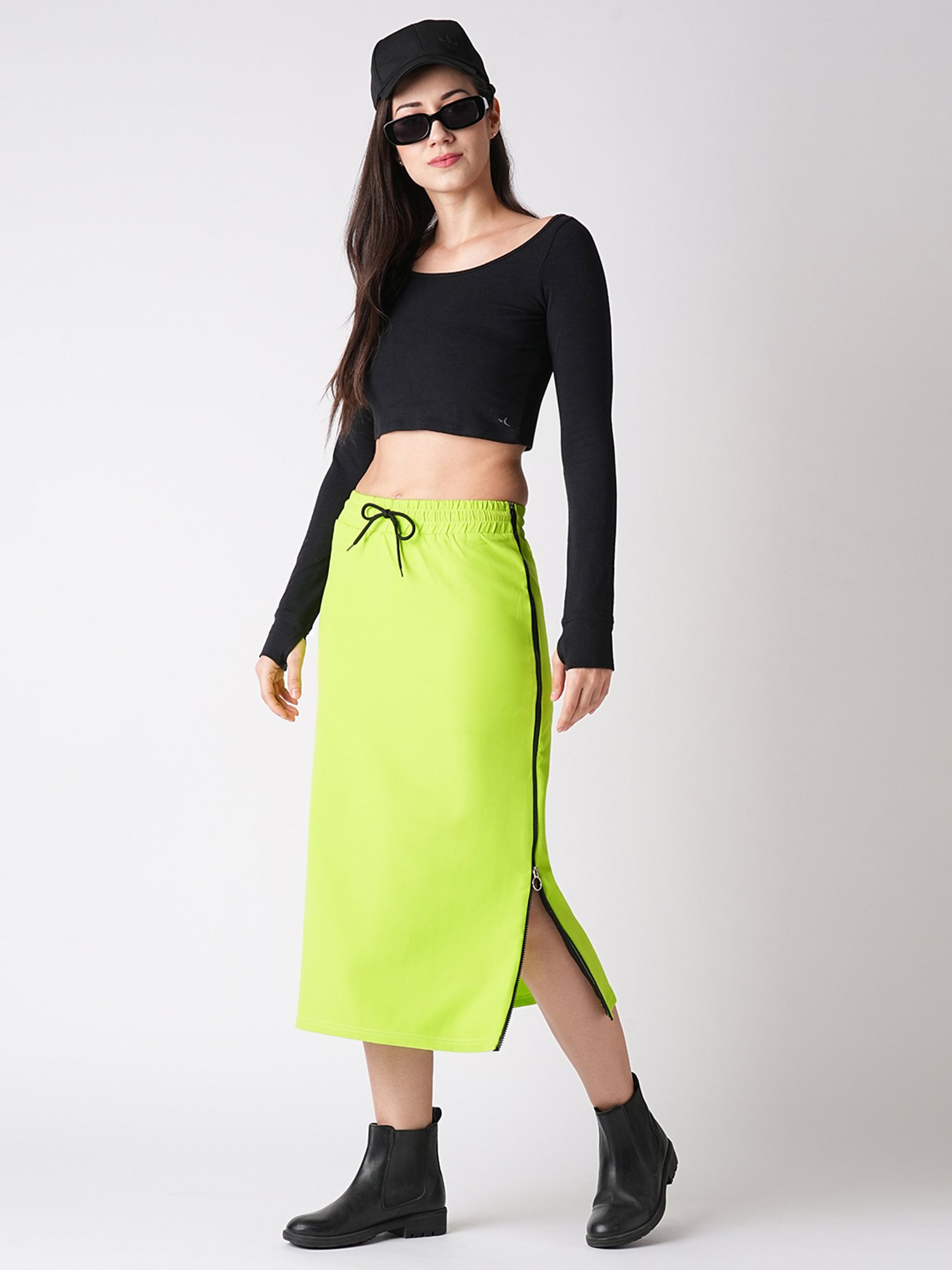 Globus Neon Green Midi Skirt