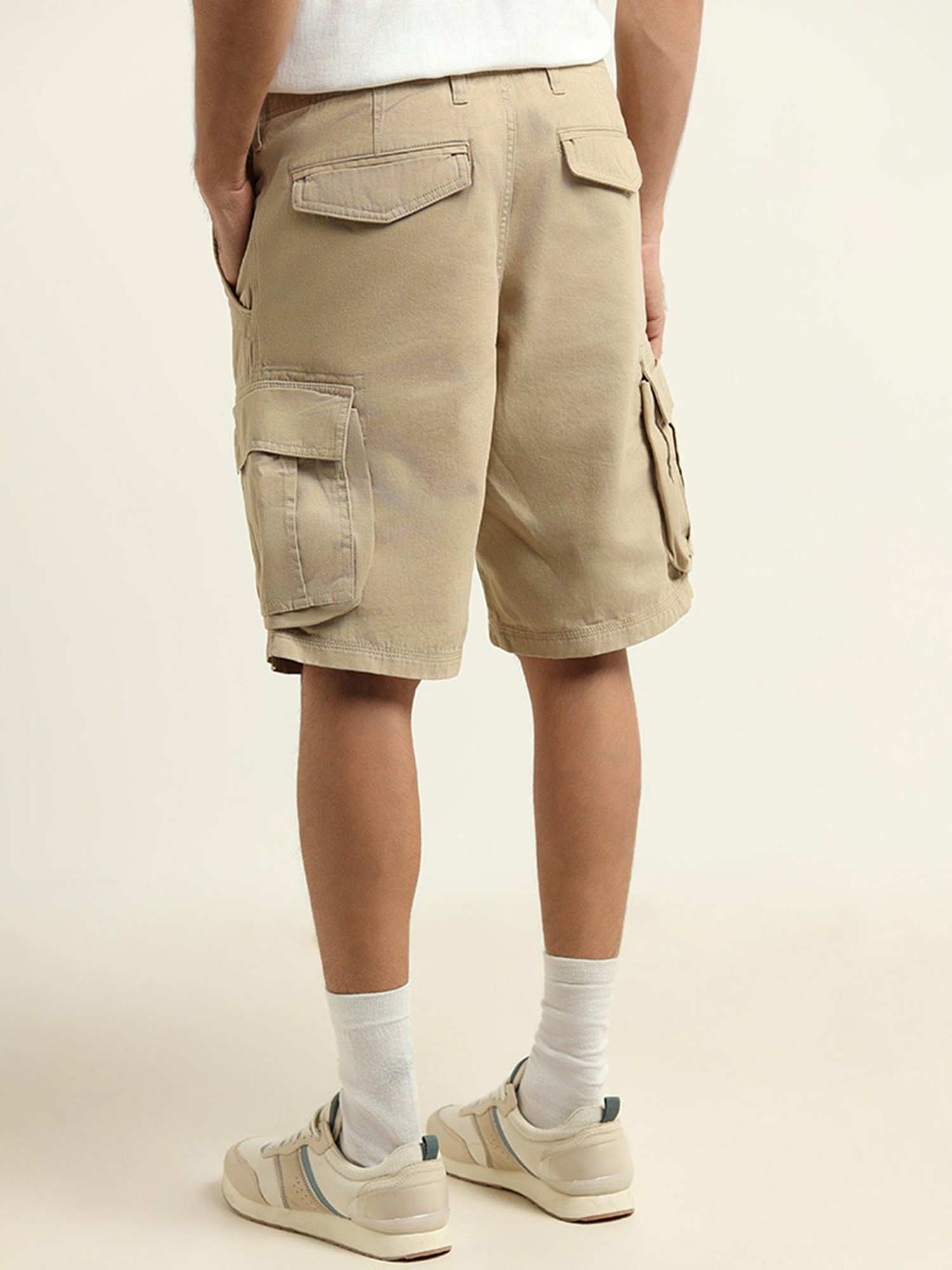 WES Casuals by Westside Beige Relaxed Fit Cargo Shorts