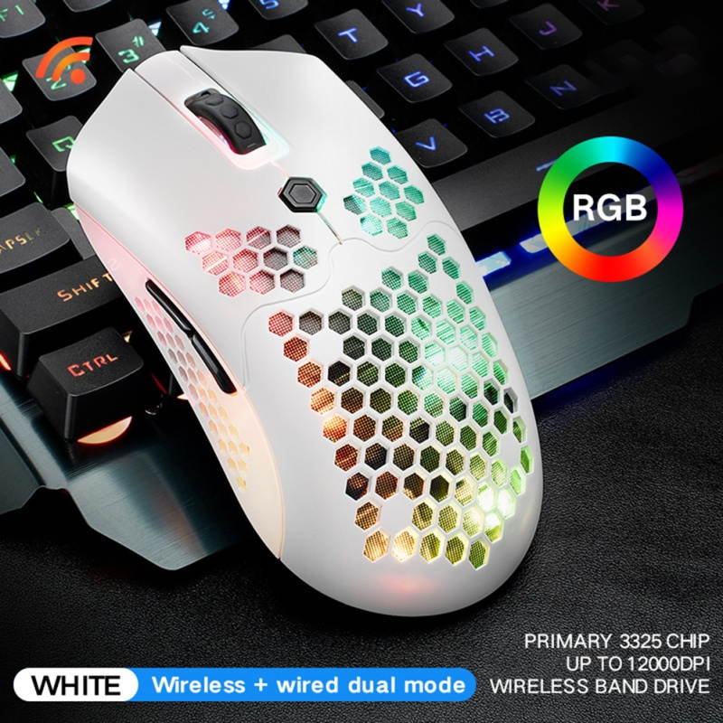 X2 12000DPI Wireless/Wired Dual Mode 7-Key Hollow RGB Laptop PC Gaming Mouse
