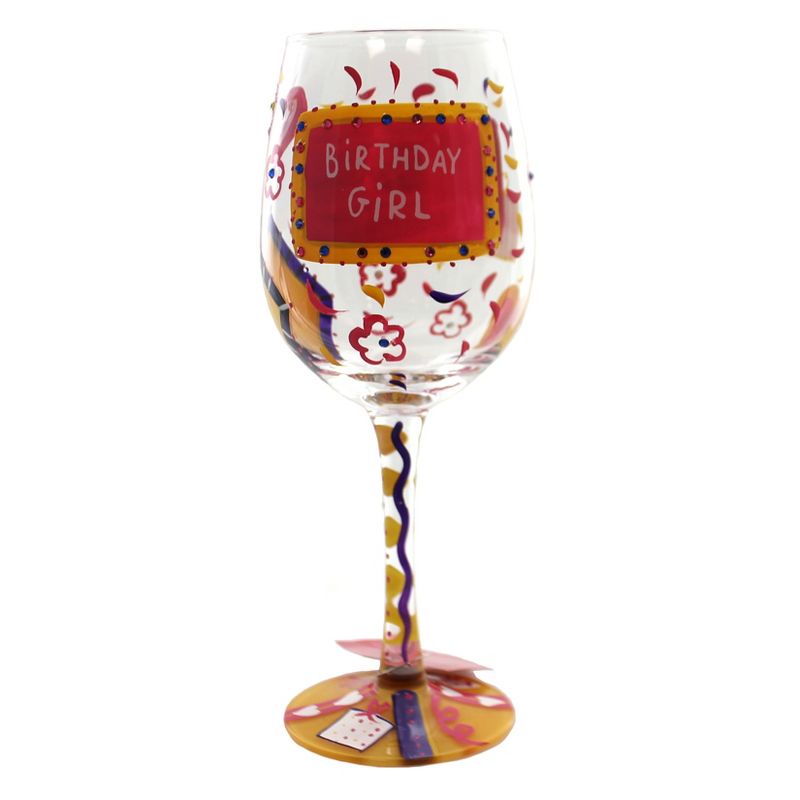 Tabletop Birthday Girl Lolita Wine Glass Hand Painted Enesco  -  Drinkware
