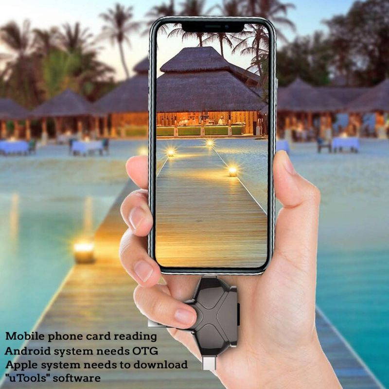 SD/Micro sd Card Reader,4in1Micro SD TF Card Reader + USB OTG to USB 3.0 Adapter +USB Type C Card Reader for iPhone/OTG Android/PCs and Notebooks Smartphones/Tablets with OTG Function