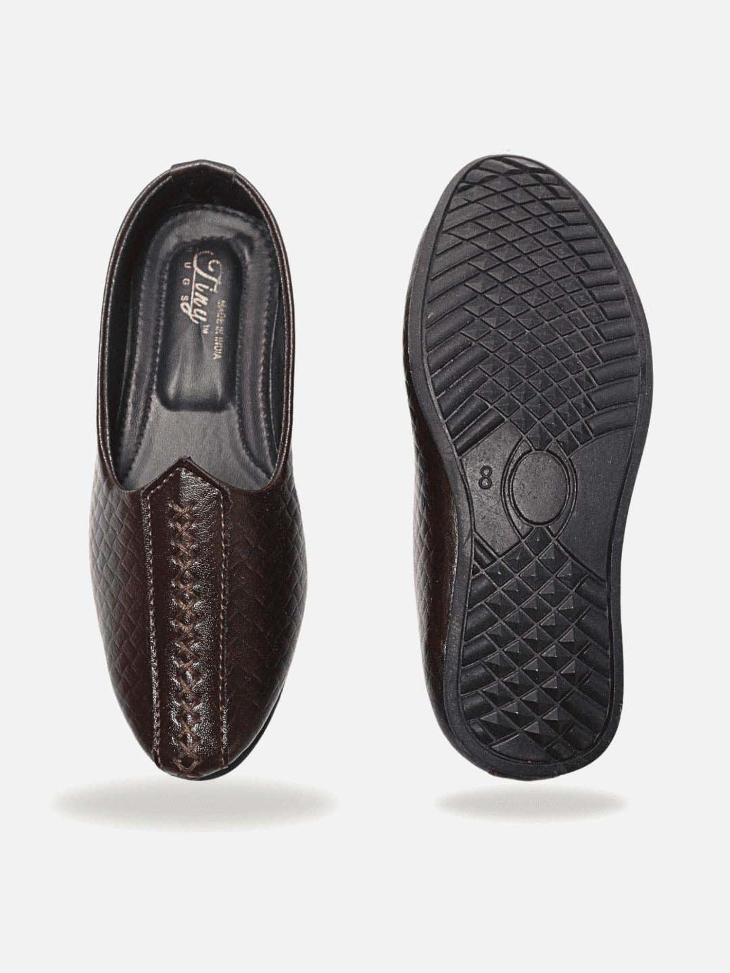 Tiny Bugs Boys Brown Party Wear Slip Ons