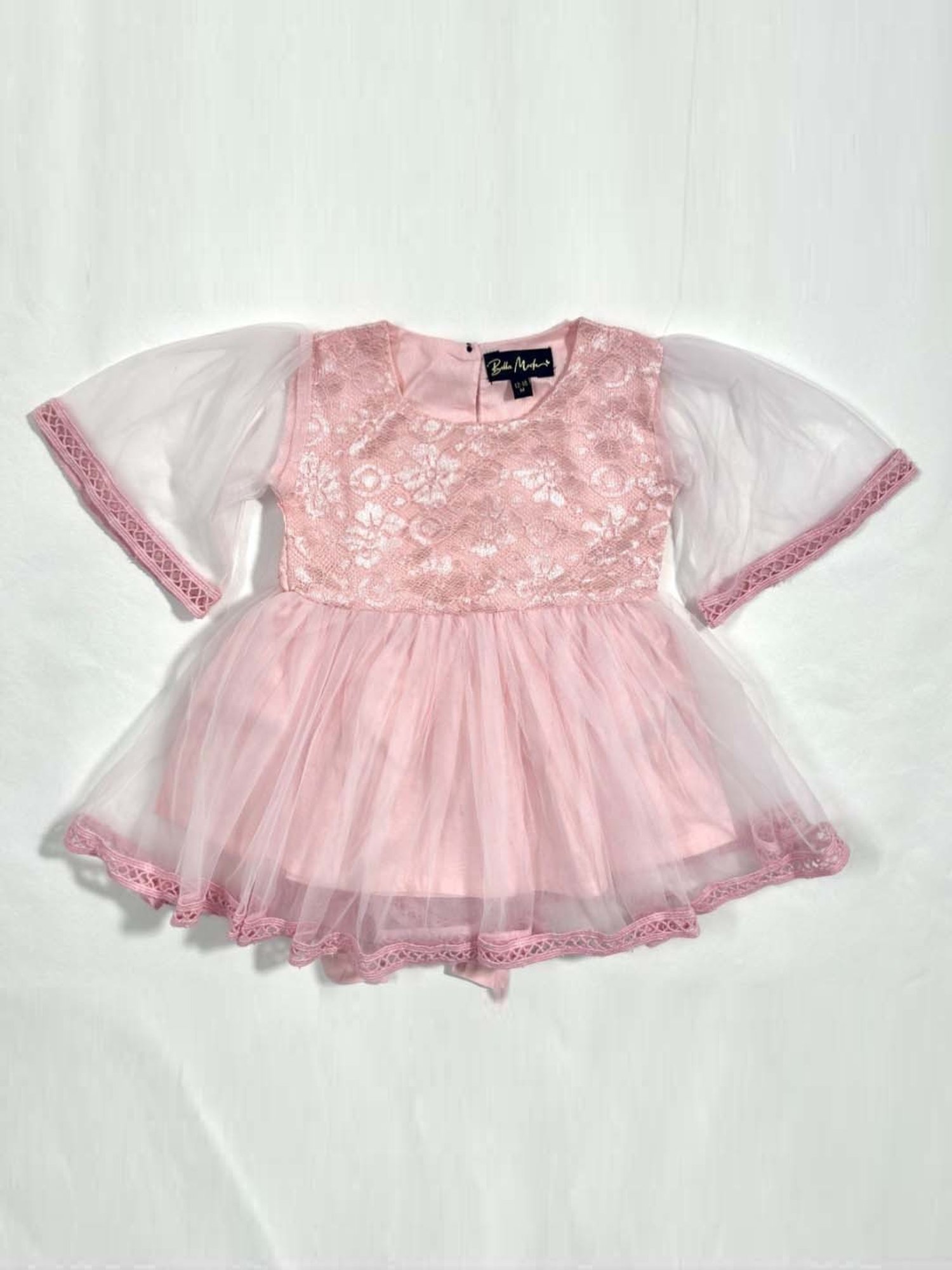 Bella Moda Kids Peach Embroidered Dress