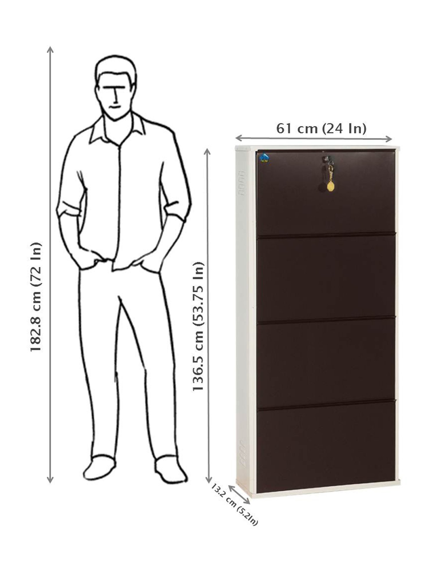 Delite Kom Metal Shoe Rack - 24" 10 Shelf, Double Decker, Ivory, PowderCoat, Wall Mount, DIY