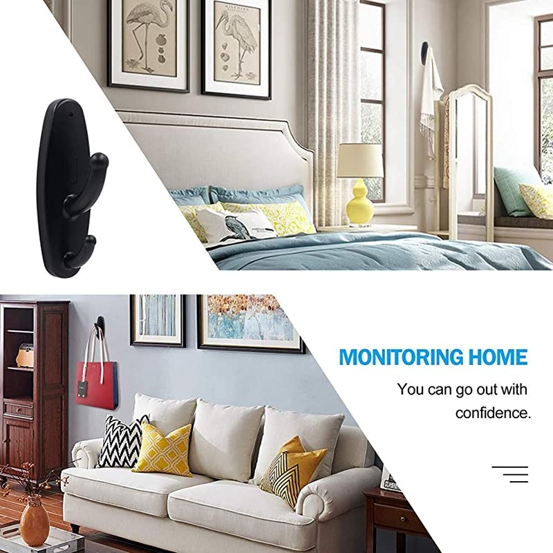 Mini Hidden Spy Camera HD 1080P Wall Mounted Hidden Camera Clothes Hook Coat Hanger Nanny Cam Surveillance Home Security Camera Housekeeper Video Only Black